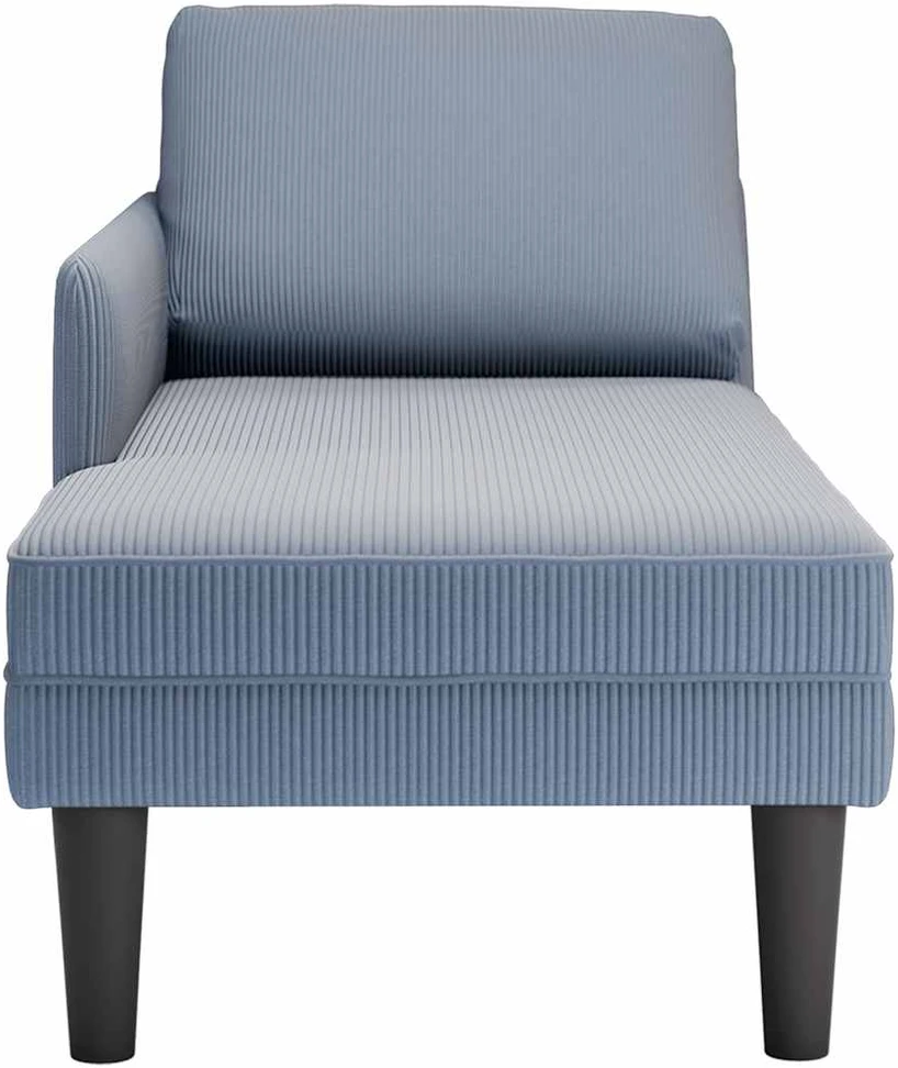 Sofa Chaise Lounge su pagalvės mėlynu velveto audiniu