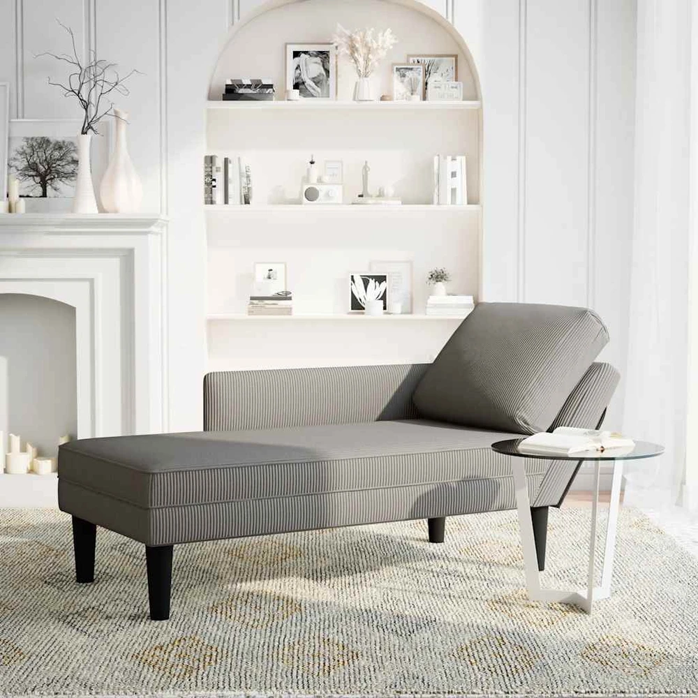 Sofa Chaise Lounge su pagalvės šviesiai pilku velveto audiniu