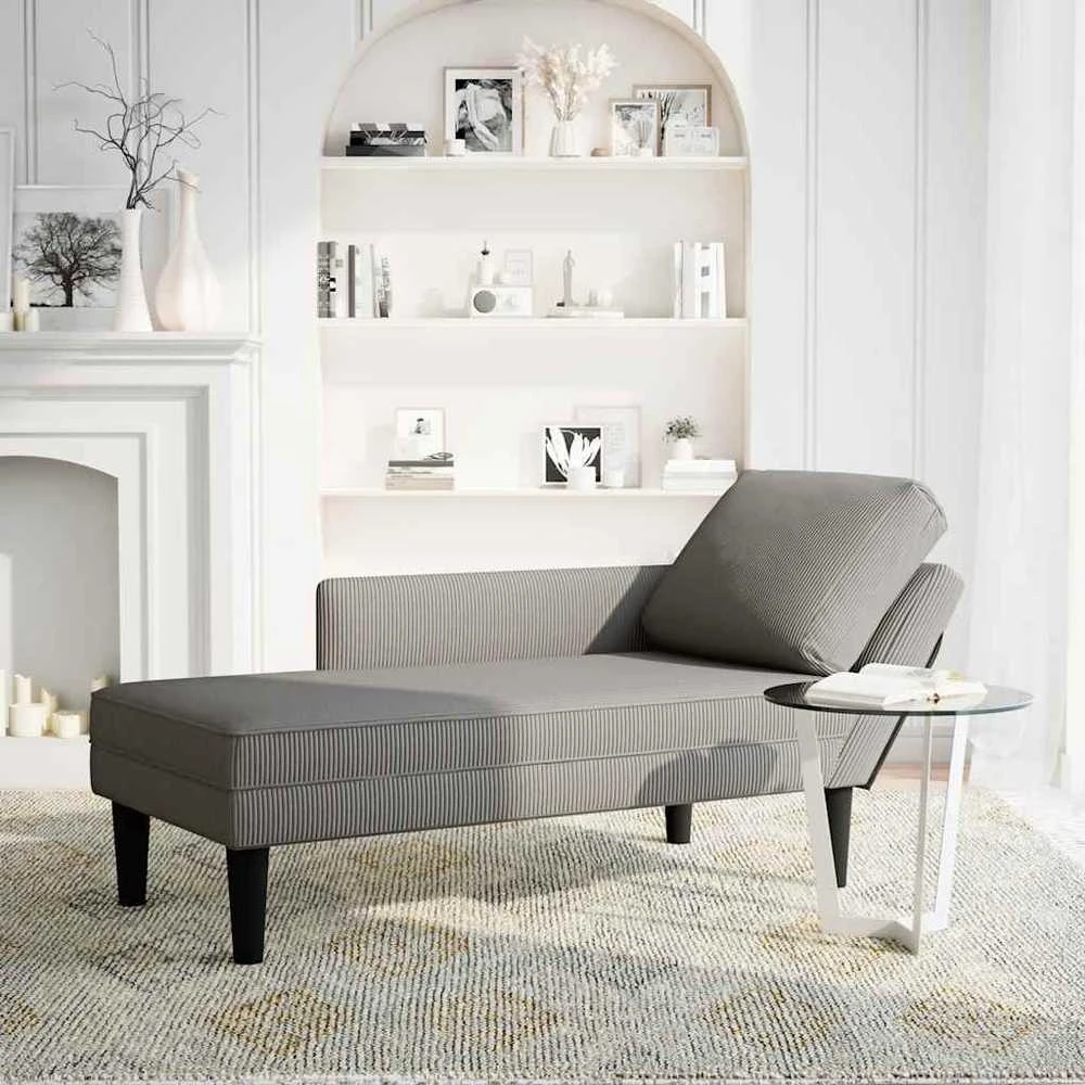 Sofa Chaise Lounge su pagalvės šviesiai pilku velveto audiniu