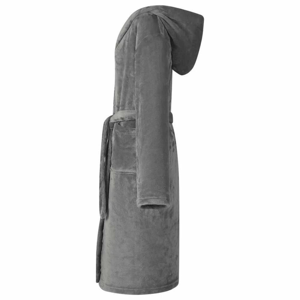 Chalatą su kapucė Tamsiai pilka XXXL Flanelė