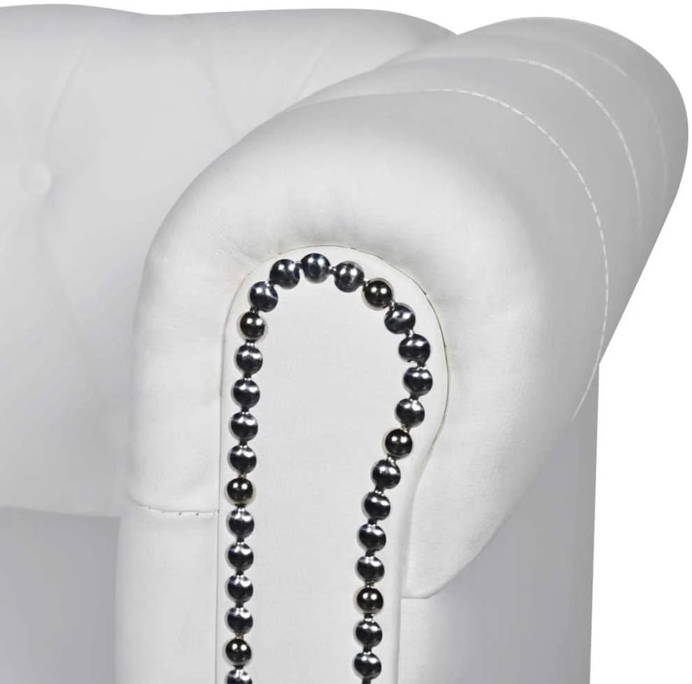 Sofa Chesterfield dvivietė ir trivietė sofos, baltos, dirbtinė oda
