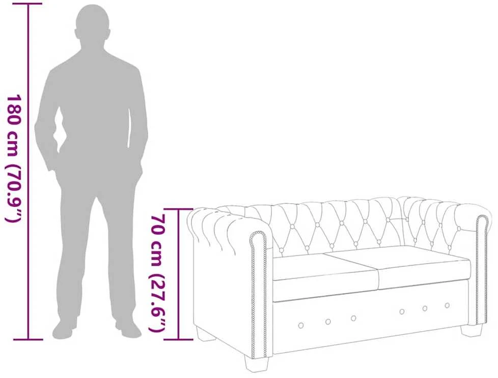 Chesterfield dvivietė sofa, dirbtinė oda, balta