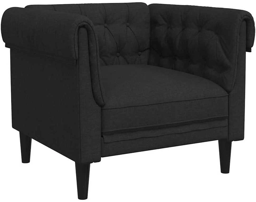 Fotelis Chesterfield krėslas, juodos spalvos, audinys