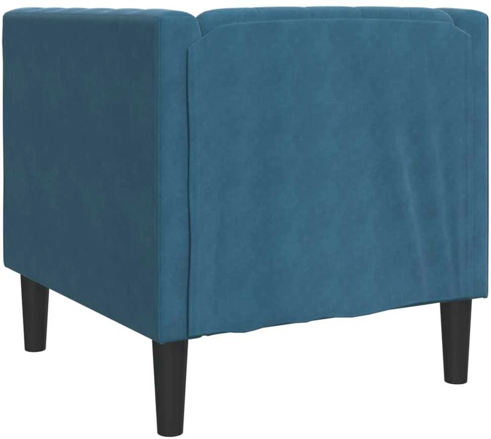 Fotelis Chesterfield krėslas, mėlynos spalvos, aksomas