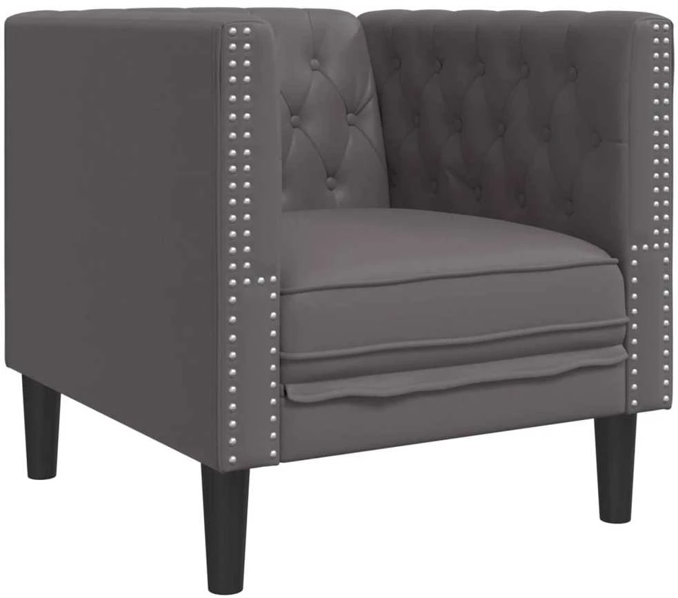 Sofa Chesterfield krėslas, pilkos spalvos, dirbtinė oda
