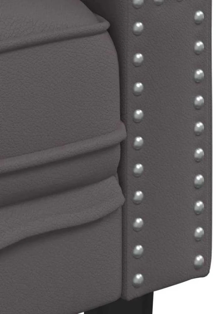 Sofa Chesterfield krėslas, pilkos spalvos, dirbtinė oda