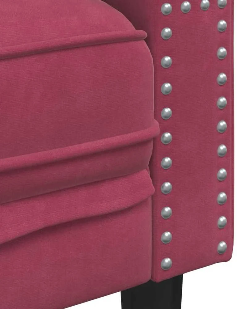 Fotelis Chesterfield krėslas, raudonojo vyno spalvos, aksomas