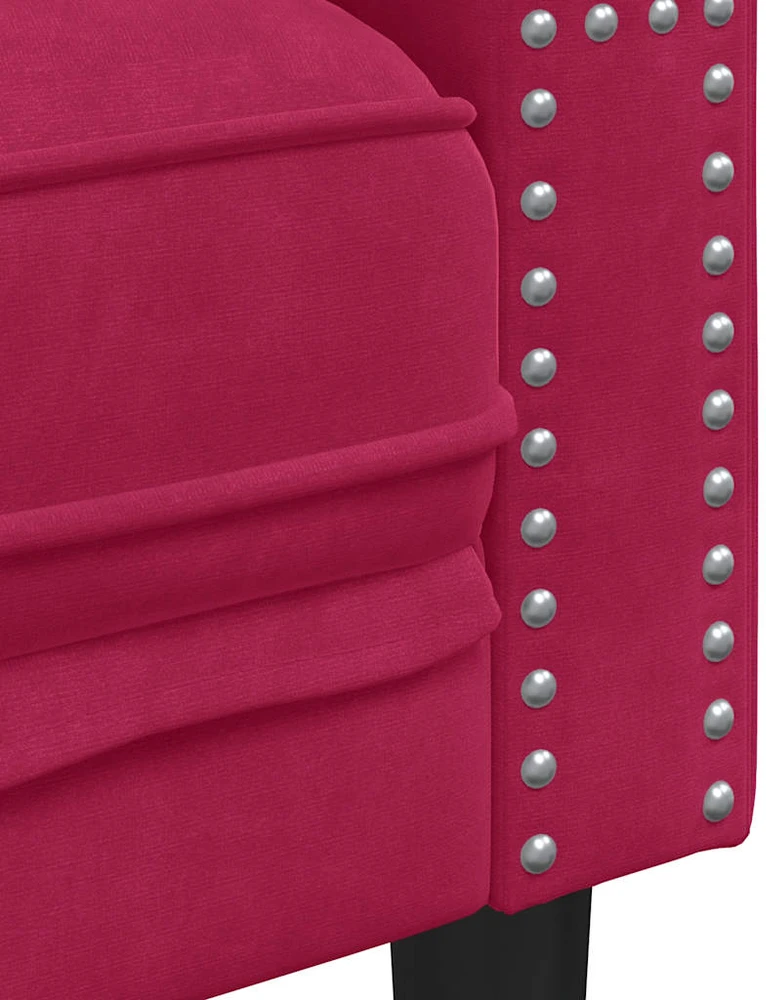 Fotelis Chesterfield krėslas, raudonojo vyno spalvos, aksomas