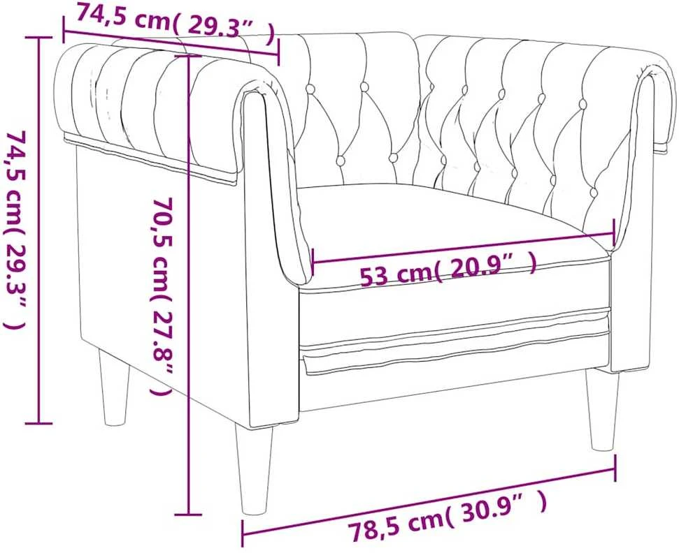 Sofa Chesterfield krėslas, šviesiai pilkos spalvos, audinys