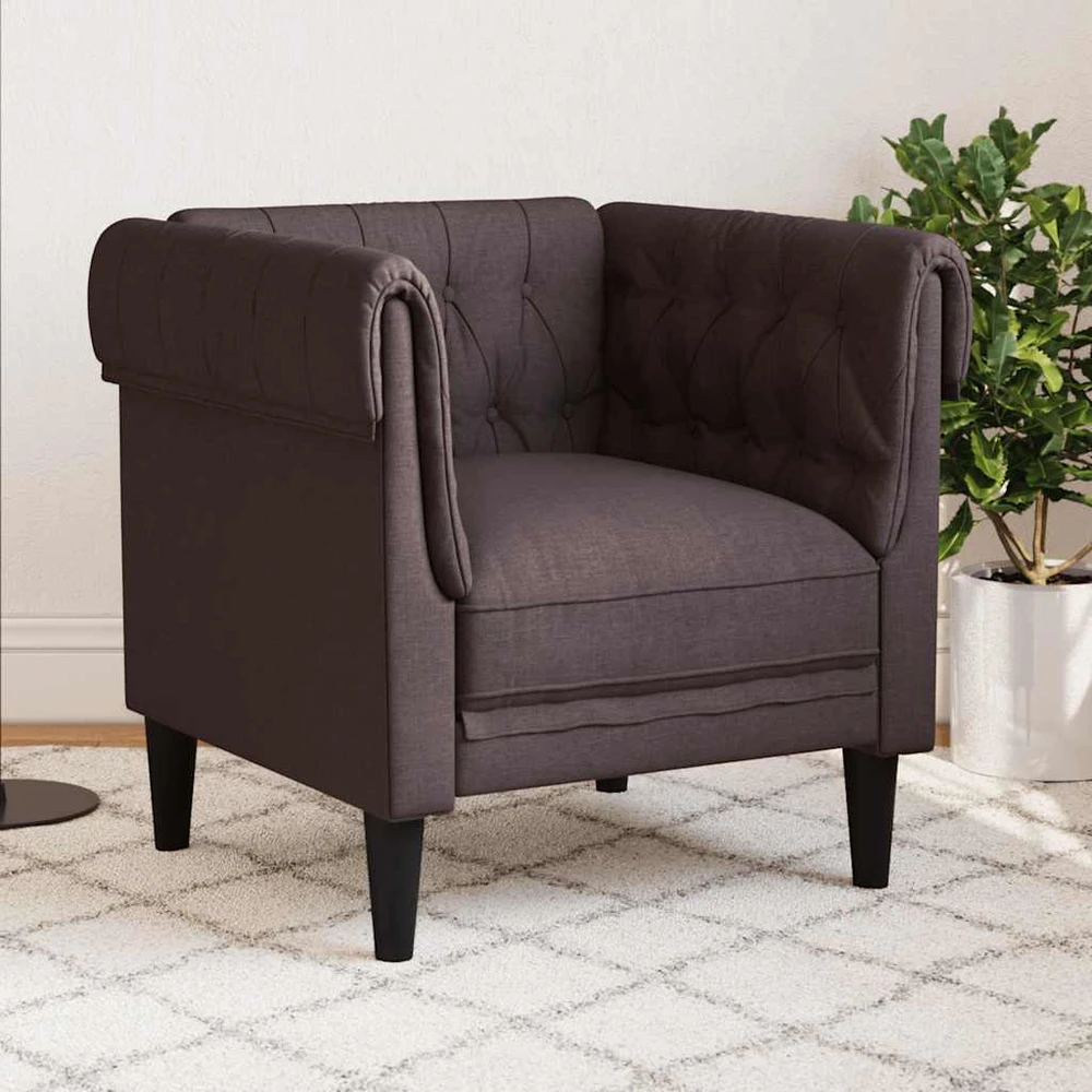 Fotelis Chesterfield krėslas, tamsiai rudos spalvos, audinys
