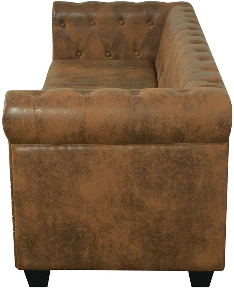 Chesterfield Sofa 3-vietis Ruda Dirbtinė Oda