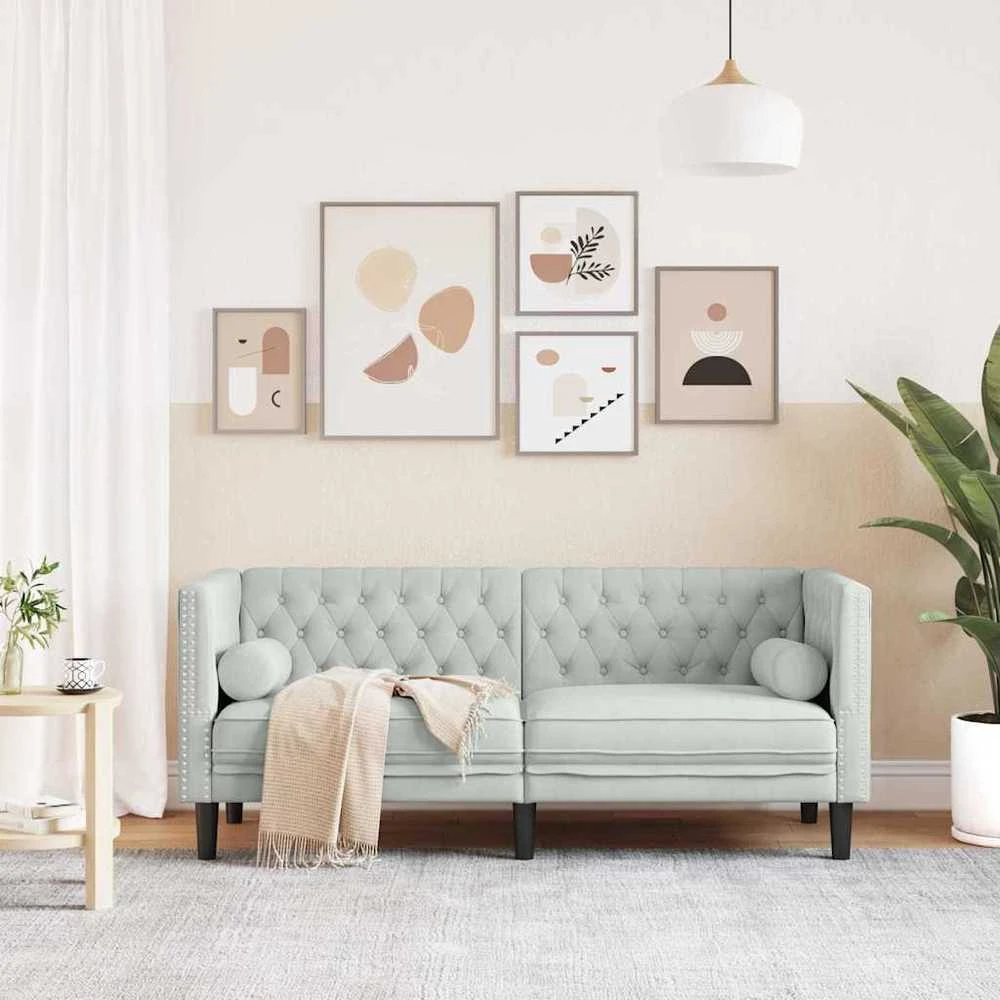 Sofa Šviesiai pilka 174 x 74,5 x 70,5 cm Aksomas