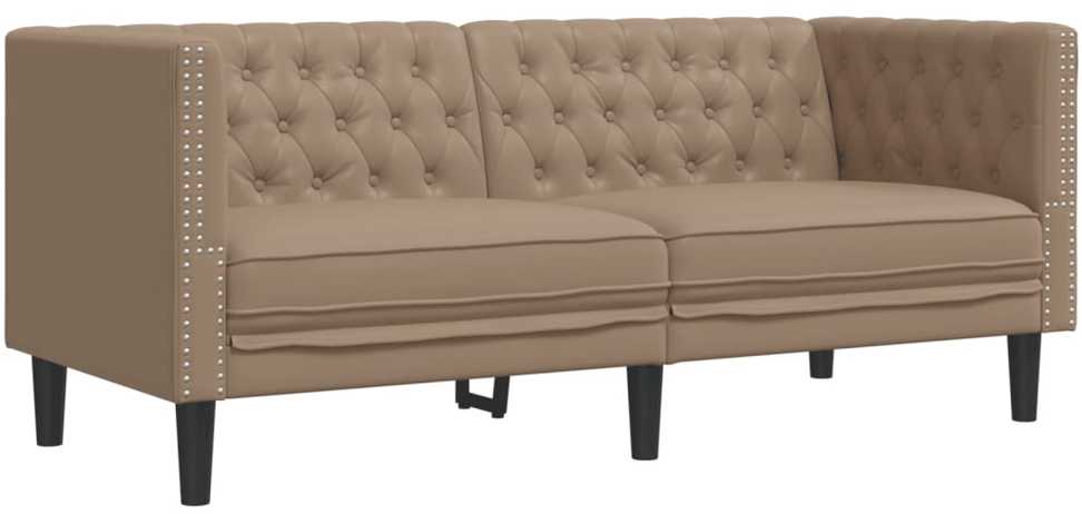 Sofa Chesterfield sofų komplektas, 2 dalių, kapučino, dirbtinė oda