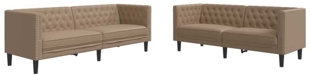 Sofa Chesterfield sofų komplektas, 2 dalių, kapučino, dirbtinė oda
