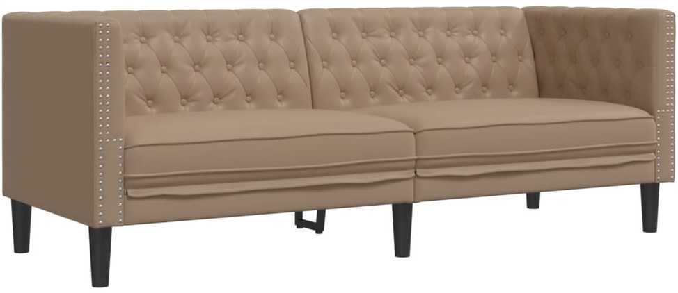 Sofa Chesterfield sofų komplektas, 2 dalių, kapučino, dirbtinė oda