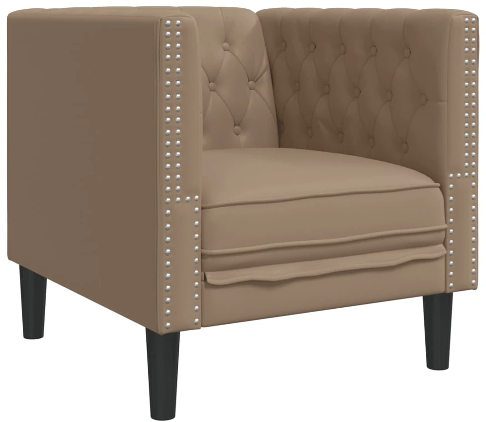 Sofa Chesterfield sofų komplektas, 3 dalių, kapučino, dirbtinė oda