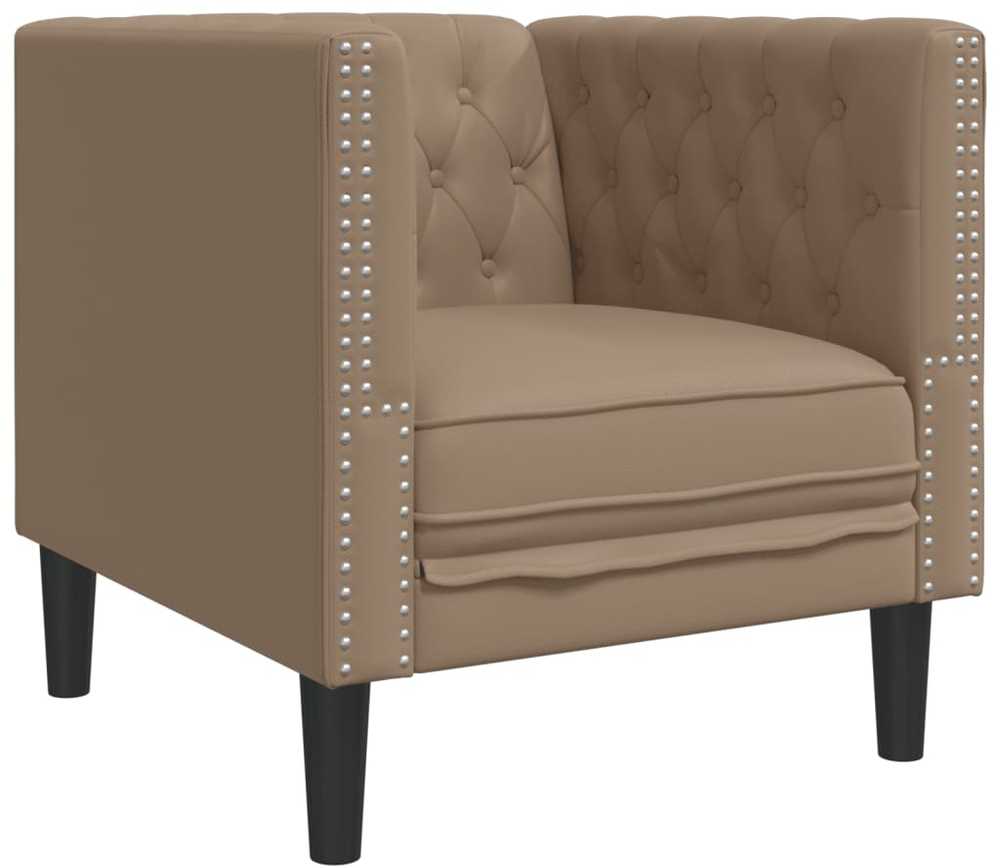 Sofa Chesterfield sofų komplektas, 3 dalių, kapučino, dirbtinė oda