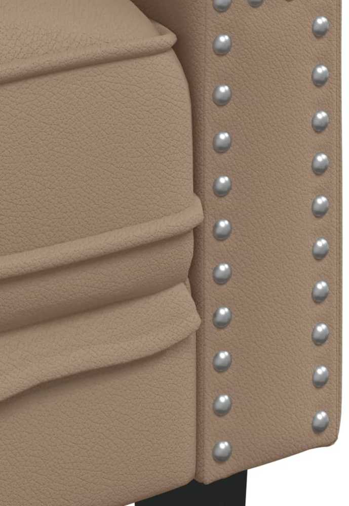 Sofa Chesterfield sofų komplektas, 3 dalių, kapučino, dirbtinė oda