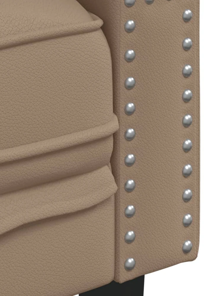 Sofa Chesterfield sofų komplektas, 3 dalių, kapučino, dirbtinė oda