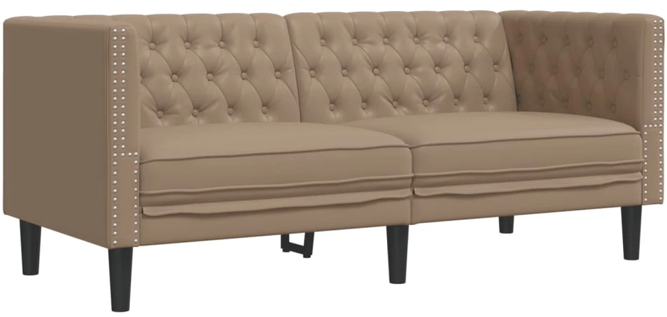 Sofa Chesterfield sofų komplektas, 3 dalių, kapučino, dirbtinė oda