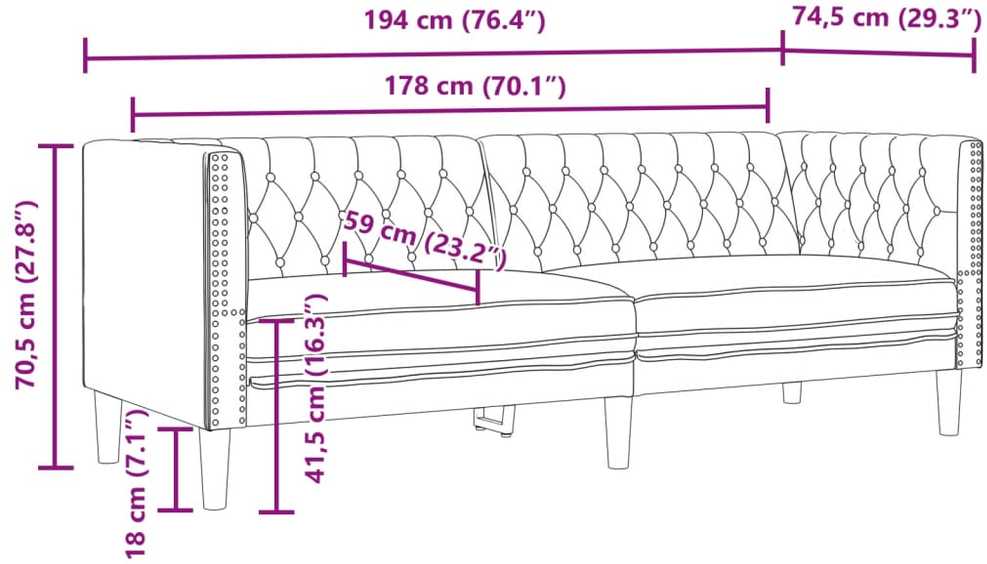 Sofa Chesterfield sofų komplektas, 3 dalių, raudonojo vyno spalvos
