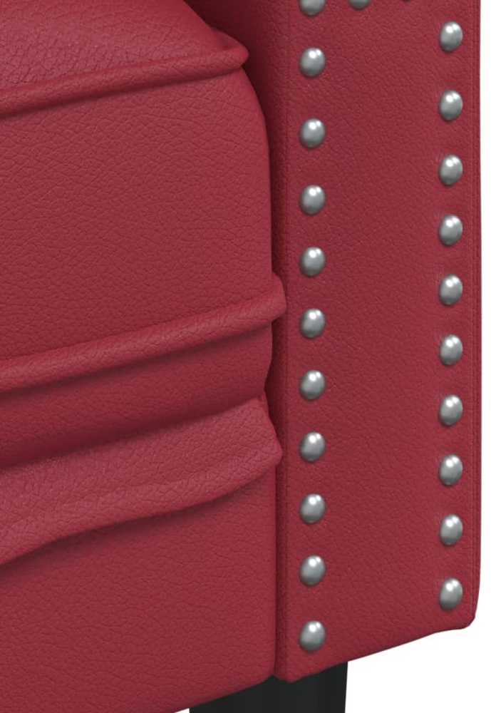 Sofa Chesterfield sofų komplektas, 3 dalių, raudonojo vyno spalvos