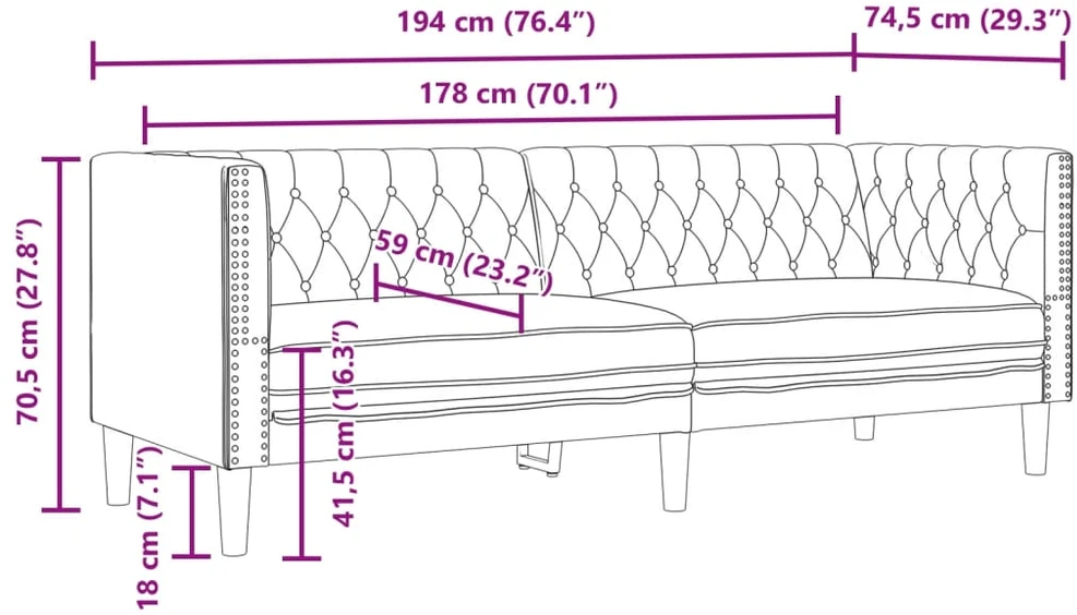 Sofa Chesterfield sofų komplektas, 3 dalių, raudonojo vyno spalvos