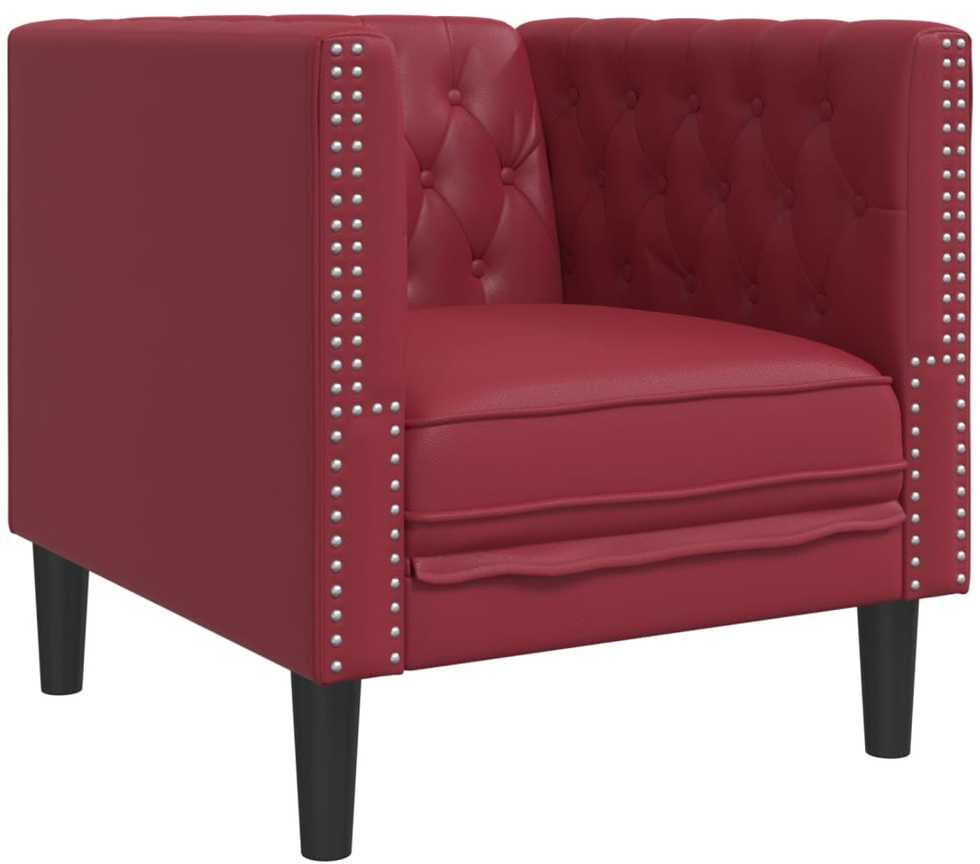 Sofa Chesterfield sofų komplektas, 3 dalių, raudonojo vyno spalvos