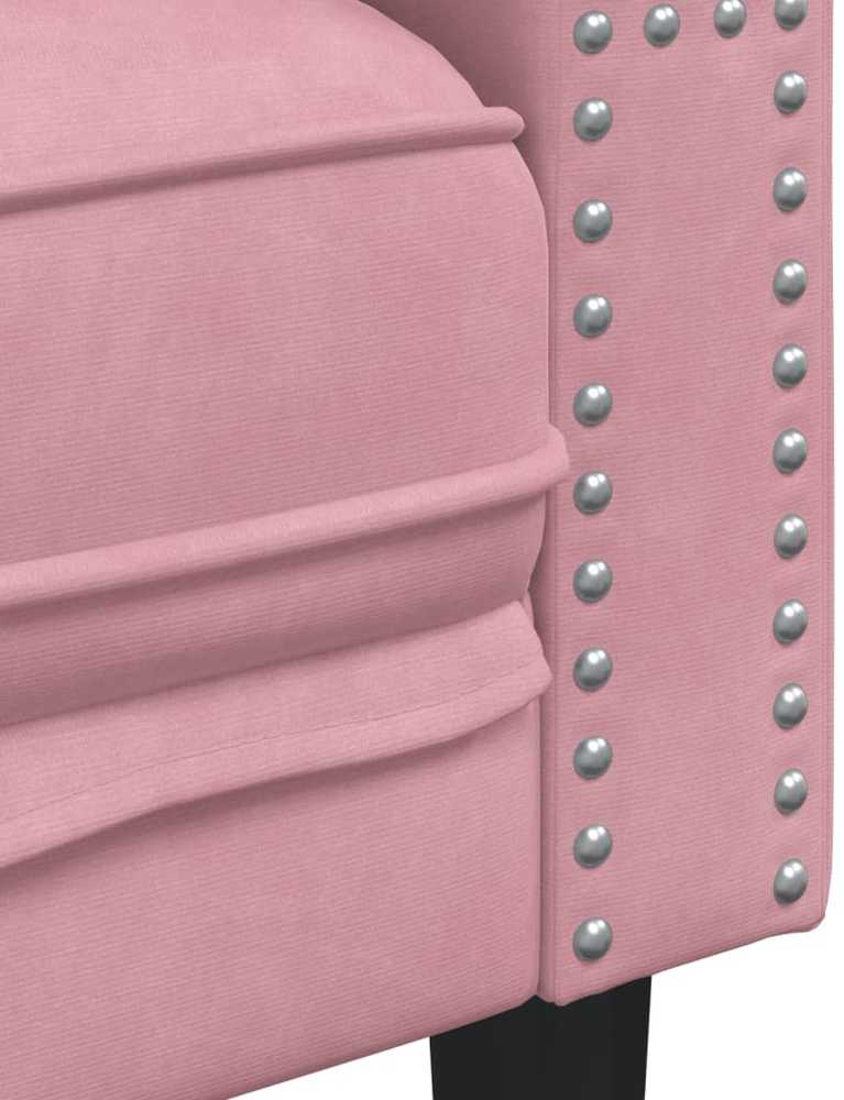 Sofa Chesterfield sofų komplektas su pagalvėlėmis, 3 dalių, rožinis