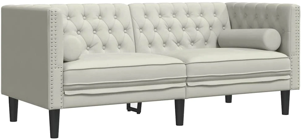 Sofa Chesterfield sofų komplektas su pagalvėlėmis, 3 dalių, kreminė