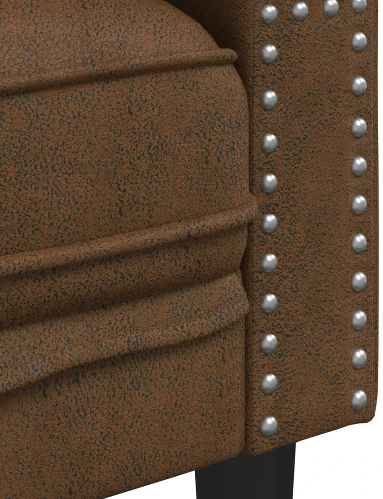 Sofa Chesterfield sofų komplektas su pagalvėlėmis, 2 dalių, rudas