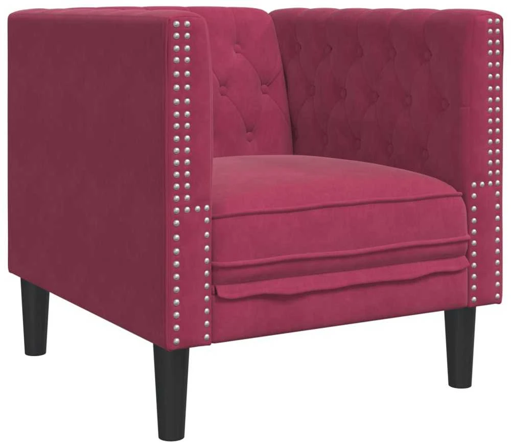 Sofa Chesterfield sofų komplektas su pagalvėlėmis, 3 dalių, raudona