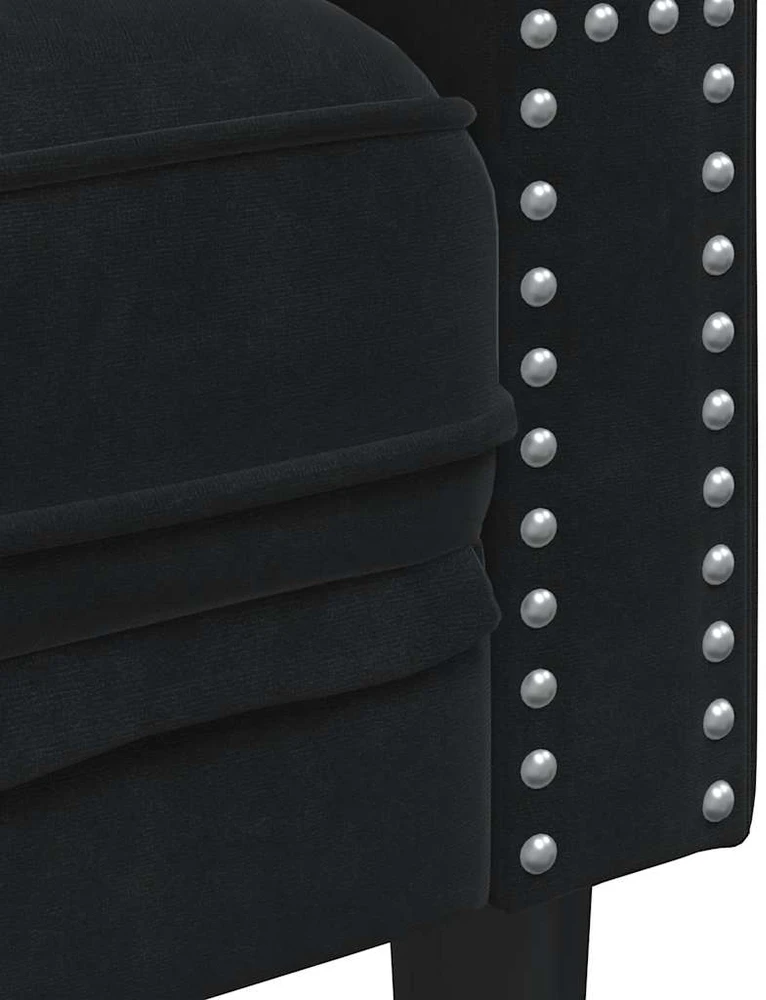 Sofa Chesterfield sofų komplektas su pagalvėlėmis, 2 dalių, juoda
