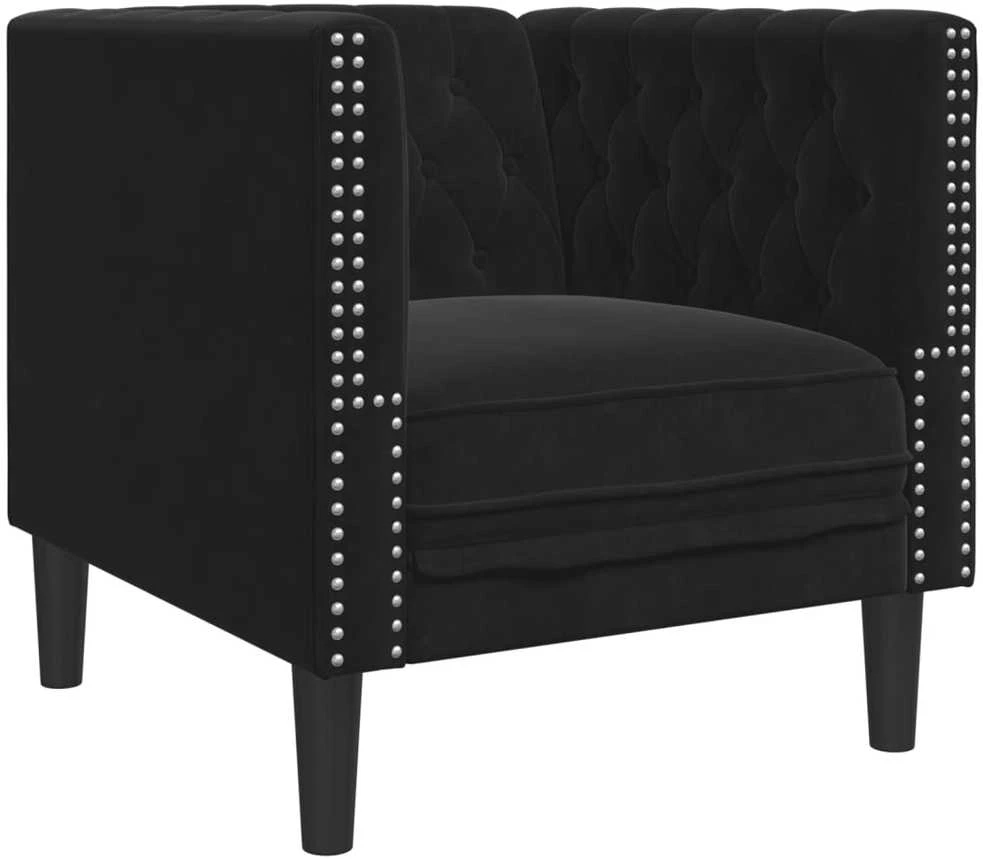 Sofa Chesterfield sofų komplektas su pagalvėlėmis, 3 dalių, juoda