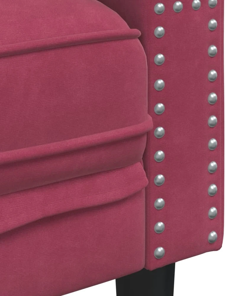 Sofa Chesterfield sofų komplektas su pagalvėlėmis, 2 dalių, raudona