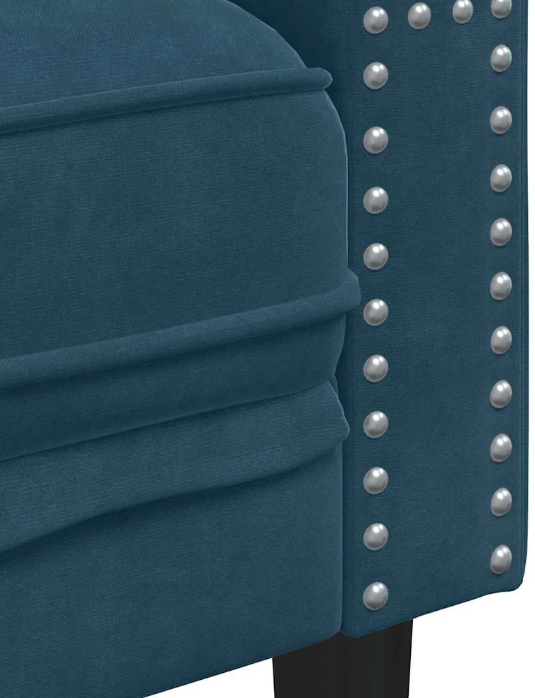 Sofa Chesterfield sofų komplektas su pagalvėlėmis, 3 dalių, mėlynas
