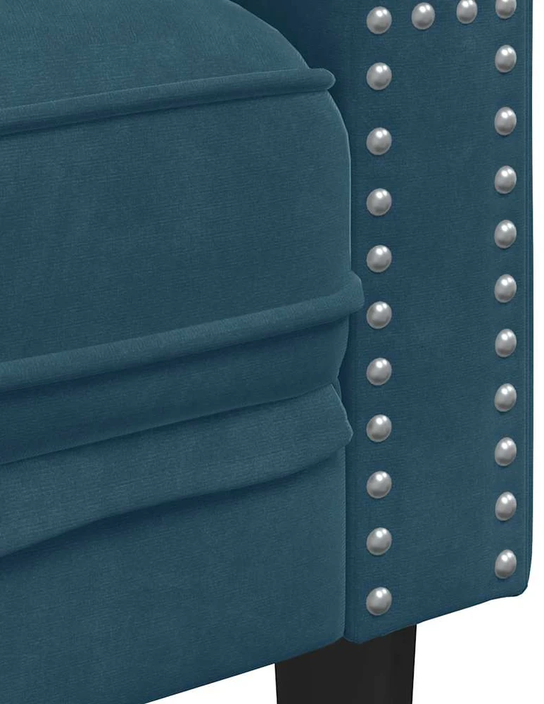 Sofa Chesterfield sofų komplektas su pagalvėlėmis, 2 dalių, mėlynas