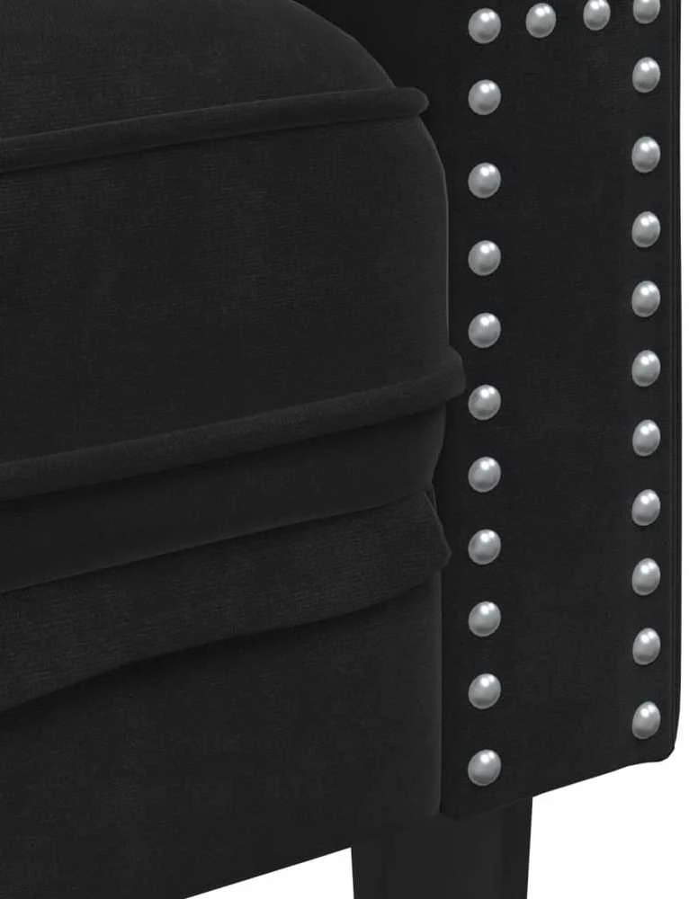 Sofa Chesterfield sofų komplektas su pagalvėlėmis, 3 dalių, juoda