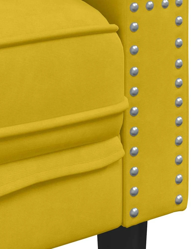 Sofa Chesterfield sofų komplektas su pagalvėlėmis, 3 dalių, geltonas