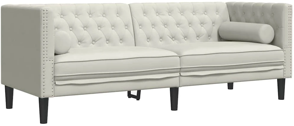 Sofa Chesterfield sofų komplektas su pagalvėlėmis, 2 dalių, kreminė