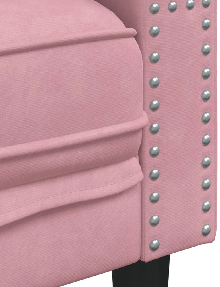 Sofa Chesterfield sofų komplektas su pagalvėlėmis, 3 dalių, rožinis