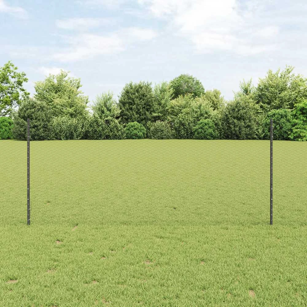 Hexagonal Fence with Post 25 x 1 m PVC dengtas plienas Pilka