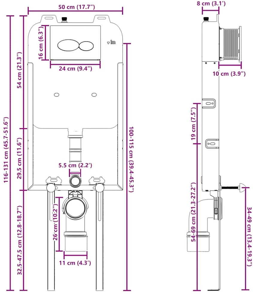 Cisternos rėmas su saugykla Balta 50 x 8 x 131 cm Plienas