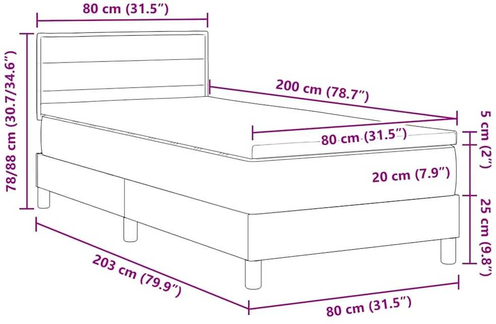 Kiemas lova su LED juostelėmis Juoda 80 x 200 cm audinys