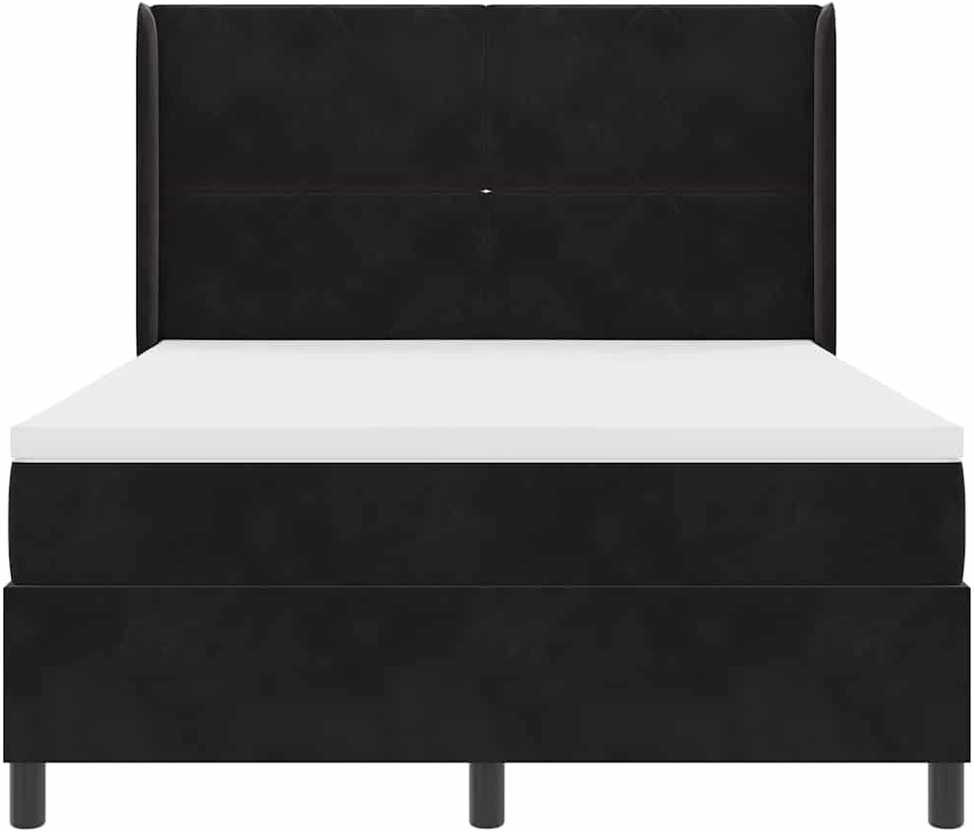 Kiemas lova su LED juostelėmis Juoda 160 x 200 cm Aksomas