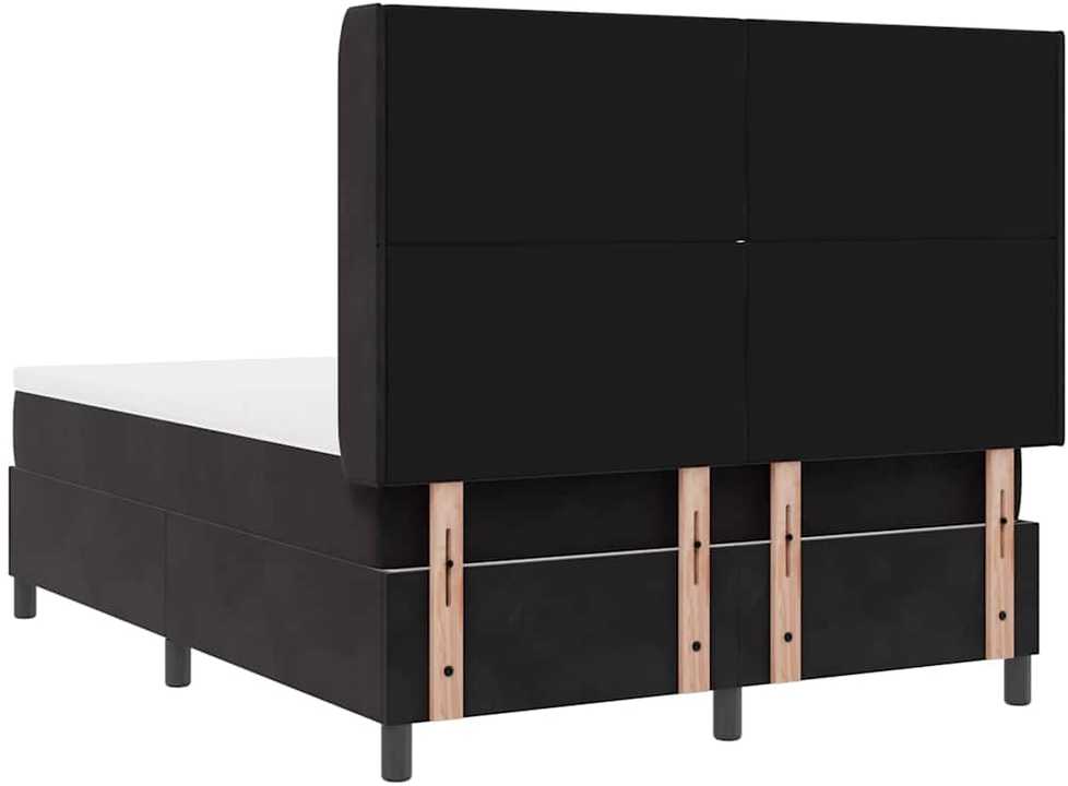 Kiemas lova su LED juostelėmis Juoda 160 x 200 cm Aksomas