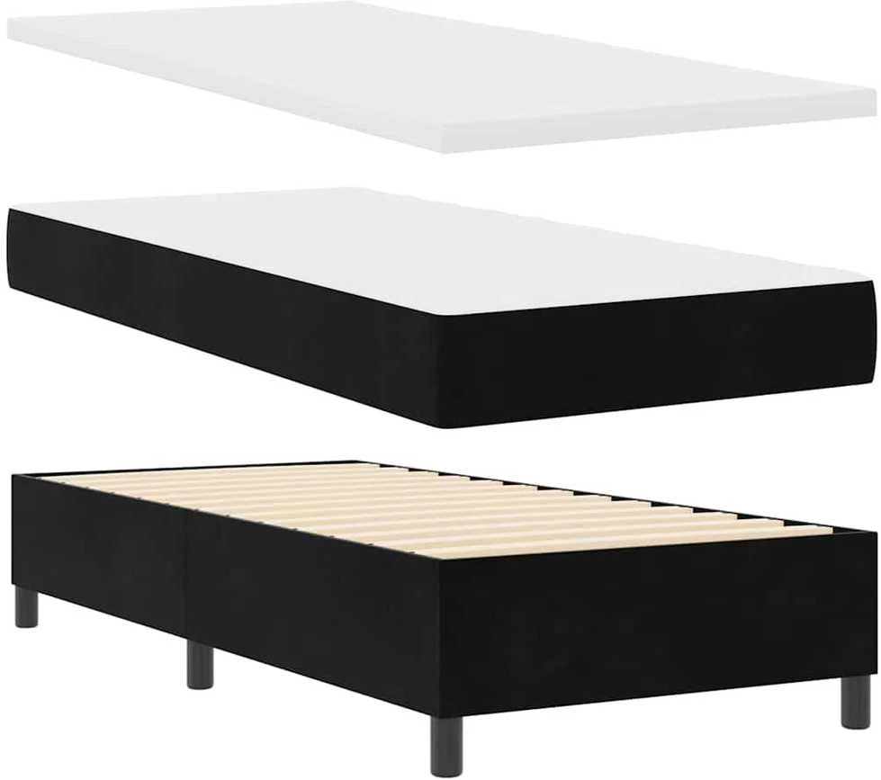 Kiemas lova su LED juostelėmis Juoda 100 x 200 cm Aksomas