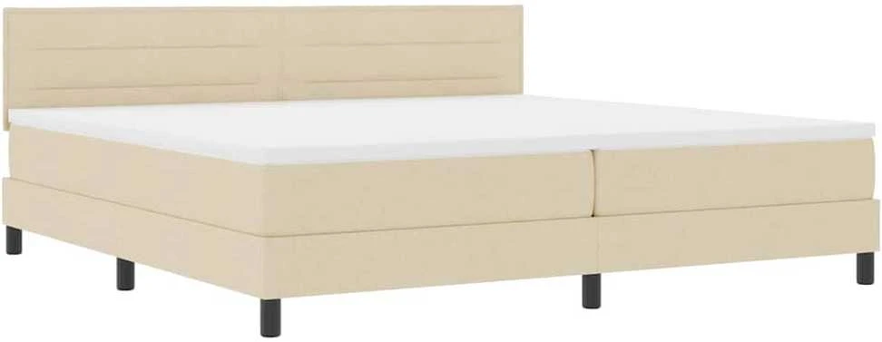 Kiemas lova su LED juostelėmis Kreminė 200 x 200 cm audinys