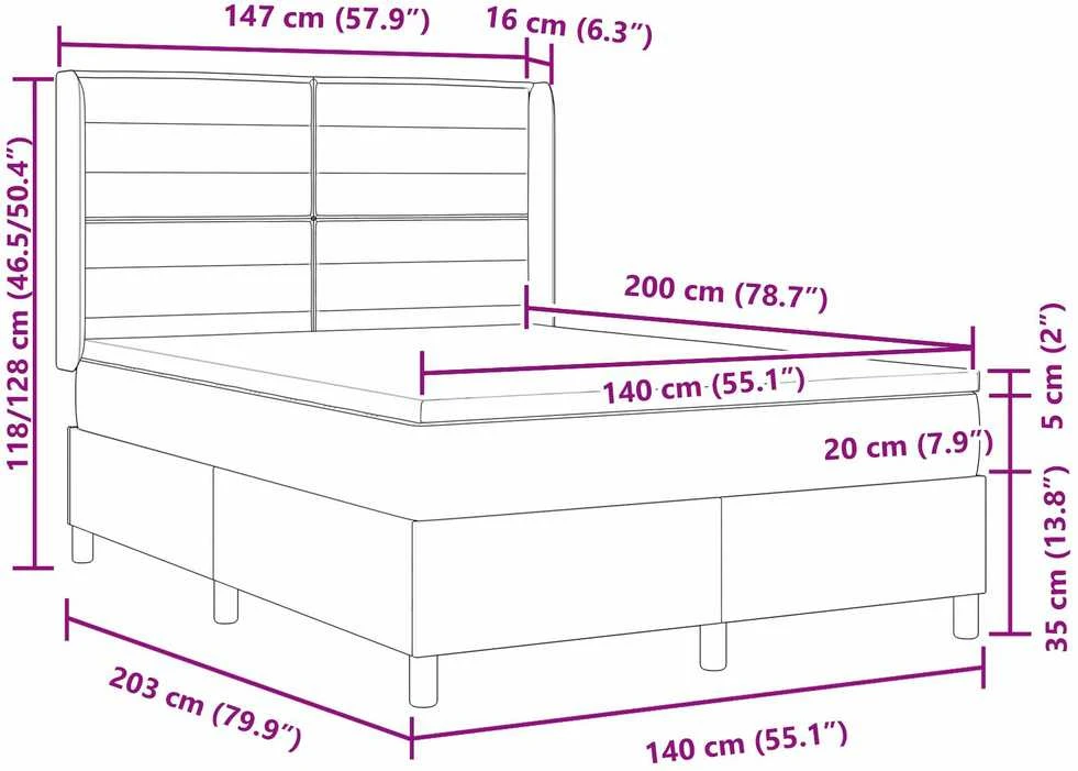 LED Čiužinio Lova su čiužiniu Mėlyna 140 x 200 cm audinys