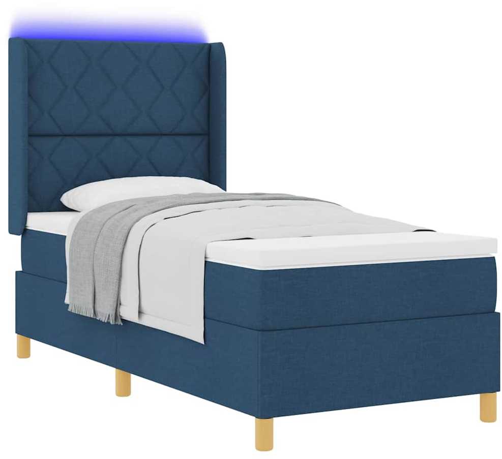 Kiemas lova su LED juostelėmis Mėlyna 90 x 190 cm audinys